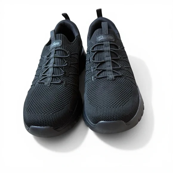 Skechers Black Stretch Fit Slip-On Low Top Comfort Support Sneakers Sz. 8.5 - Picture 2 of 12